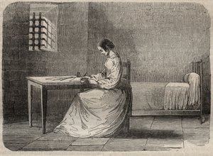 Marie Fortunée Capelle, Marie Lafarge (Madame) (1816-1852) criminale francese nella sua prigione - Incisione in 