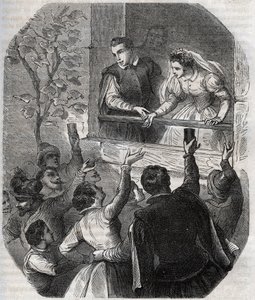 Matrimonio di Martin Guerre (circa 1524) e Bertrande de Rols ad Artigat (Ariège) il 15 maggio 1539. Incisione del 1871 in "Histoire Des Cocus Célèbres" di Henry de Kock (1819-1892).