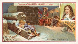 Il maresciallo Turenne dorme su un cannone alla vigilia di una battaglia da French School