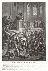 Martin Lutero che strappa le bolle papali, Wittenberg, Germania, 1520