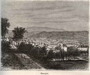 Marvejols - Lozère - Languedoc-Roussillon - incisione in 