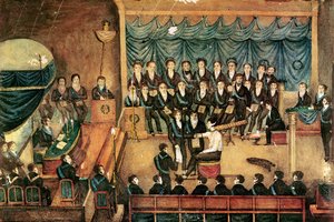 Cerimonia di iniziazione massonica di un uomo, inizio XIX secolo