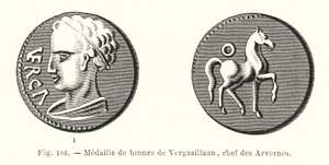 Medaglia di bronzo di Vergasillaun, capo degli Arverni da French School