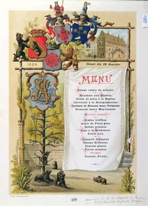 Menu, possibilmente da Le Bernois, 14 gennaio 1888