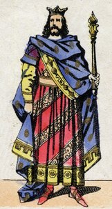 Dinastia Merovingia: Ritratto di Clotario IV (685-719) Re dei Franchi di Austrasia dal 717 al 719. Immagine di Epinal della fine del XIX secolo. Collezione privata. da French School