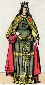 Ritratto della regina Clotilde, moglie di Dagoberto III (699-715). Immagine di Epinal della fine del XIX secolo. Collezione privata. da French School