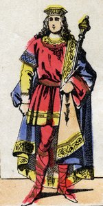 Ritratto di Thierry IV (713-737), re dei Franchi dal 721 al 737. Immagine di Epinal della fine del XIX secolo. Collezione privata.