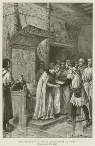 Messere Giovanni di Hainaut andò a trovare la regina (incisione) da French School