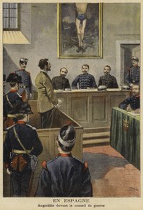 Michele Angiolillo davanti al Consiglio di Guerra, Spagna, 1897 da French School