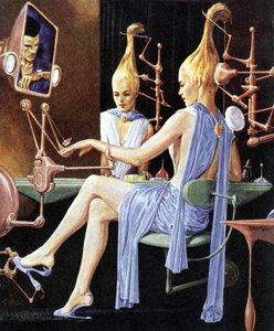 Il boudoir di Milady, illustrazione futurista da French School