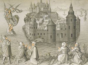 Miracolo della Vergine Maria che salva i pellegrini a Mont Saint-Michel da French School