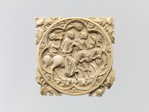 Custodia per specchio con una festa di falconeria, 1330-60 da French School