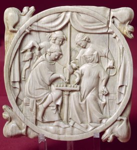 Cofanetto per specchio raffigurante una partita a scacchi, c.1300 da French School