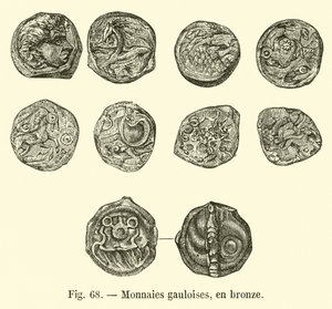 Monete galliche, in bronzo (incisione) da French School