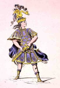 Monsieur Le Kain come Achille, in Ifigenia in Aulide, di Jean Racine (1639-99) 1679 (incisione a colori) da French School