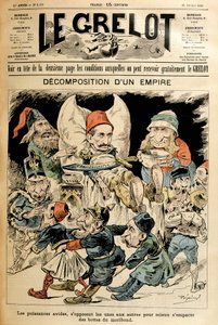 Tacchino moribondo e potenze straniere che lottano per i suoi stivali, copertina "Le Grelot" 21/2/1897 da French School