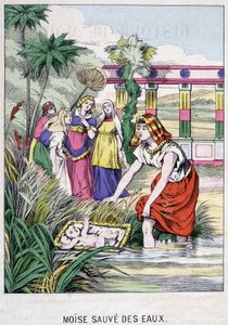 Mosè salvato dalle acque - in "Vita di Mosè", ed. Olivier Pinot, Epinal, fine XIX secolo da French School