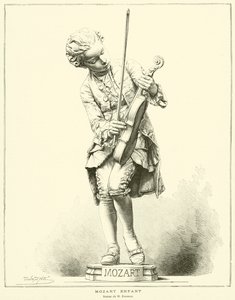 Mozart bambino, statua di M Barrias (incisione) da French School