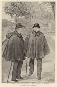 Il signor Gladstone e Lord Rendel al Castello di Thorenc (litografia)