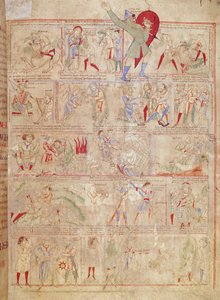 Ms.1215 t.3 fol. 13r Scene dalla vita di Davide, dalla Bibbia di Etienne Harding