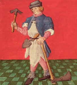 Ms.3066 fol.42 v Il fabbro, da Le Livre des Echecs Moralises di Jacques de Cessoles