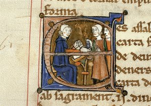 Ms.41 f.82v Pagamento delle tasse, dal Livre Juratiore d