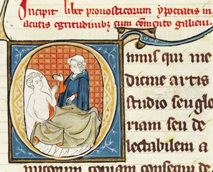 Ms 1003 fol.79 Un dottore che diagnostica un paziente, da Oeuvres de Galien di Claudius Galenus (c.130-c.201) da French School
