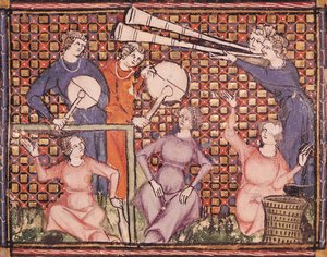 Ms 1044 fol.103v Musicisti, da Ovide Moralise scritto da Chretien Legouais