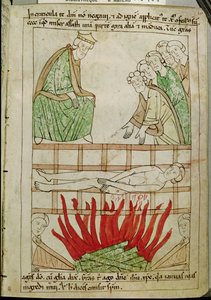 Il Martirio di San Lorenzo nel 258 d.C., da una Bibbia