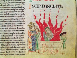 Ms 12-15 t.3 f.64 I bambini nella fornace, dalla Bibbia di Etienne Harding da French School