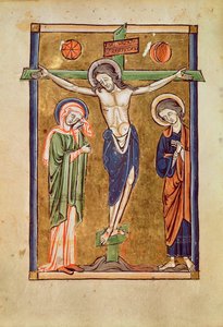 Ms. 1273 fol.14v La Crocifissione, illustrazione da un salterio