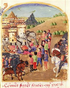 Ms 1335 fol.217 Gli Elefanti da Guerra, dalla Vie d