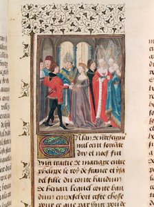 Ms. 149 t.3 fol.88 Il matrimonio di Filippo Augusto (1165-1223) Re di Francia e Isabella di Hainaut, figlia del Conte Baudouin da French School