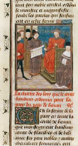 Ms. 149t.3 fol.175 v Carta delle Leggi che il Conte Baudouin VI di Hainault Ordina per la Pace del Paese di Hainault da French School