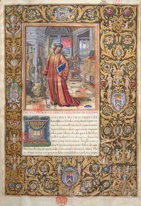 Flavio Giuseppe nel suo studio, illustrazione per il Prologo delle Antichità giudaiche (Antiquitates Judaicae) di Flavio Giuseppe da French School
