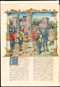 Ms 18 f.32v Il Trattato di Conflans tra Luigi XI e Carlo il Temerario, Duca di Borgogna, ottobre 1465, dalle Memorie di Philippe de Commynes da French School