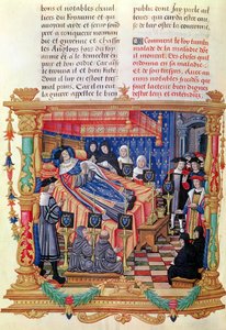 Ms 18 fol.208v La morte di Luigi XI (1461-83), dai Memoires de Philippe de Commines, 1489-98 da French School