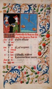 Ms 2697 Calendario per il mese di settembre, dalle 