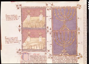 Tavola delle offerte e il candelabro, da Postilles sur la Bible di Nicolas de Lyre