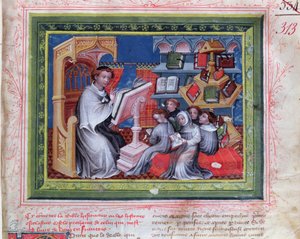 Ms 313 Scena scolastica, dalla Bibbia des Grands Augustins, 1494