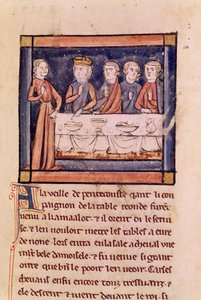 Ms 3347 fol.214 Alla vigilia di Pentecoste, dal Livre de Messire Lancelot du Lac da French School