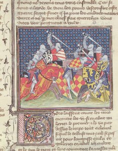 Ms 3480 Cavalieri in battaglia, dal Livre de Messire Lancelot du Lac da French School