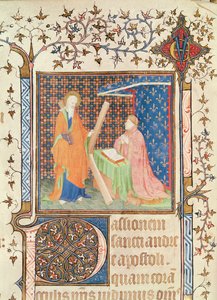 Ms 35 fol.17v Jean de France (1340-1416) Duca di Berry che prega davanti a Sant