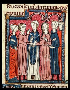 Ms 372 fol.153 Un matrimonio, dai Decreti di Graziano da French School