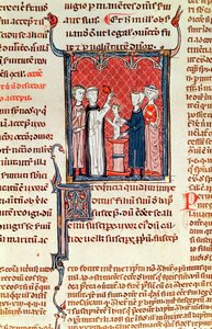 Ms 372 fol.161 Una scena di battesimo, dai Decreti di Graziano da French School