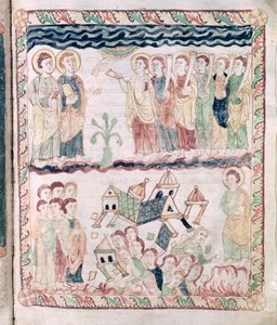 Ms 386 fol.25r Angeli con trombe e la terra che trema, dall