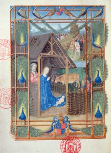 Ms 473 La Natività con pavoni, miniatura dalle Heures de Charles de France, c.1466-69