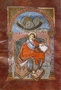Ms 4 fol.101v San Luca, dal Vangelo di San Riquier, c.800 da French School