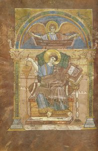Ms 4 fol.17v San Matteo, dal Vangelo di San Riquier, c.800 da French School
