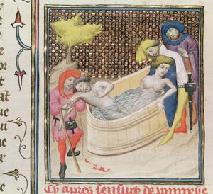 Paulina morente con Seneca, da De Claris Mulieribus, di Giovanni Boccaccio (1313-75)